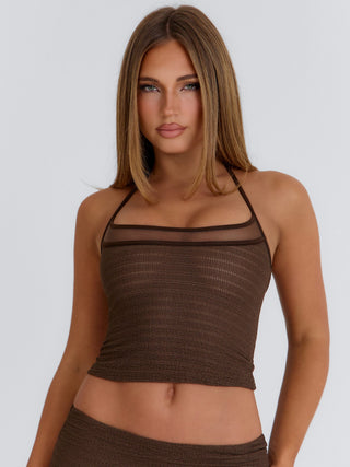KOURTNEY LONGLINE TOP BROWN Top 