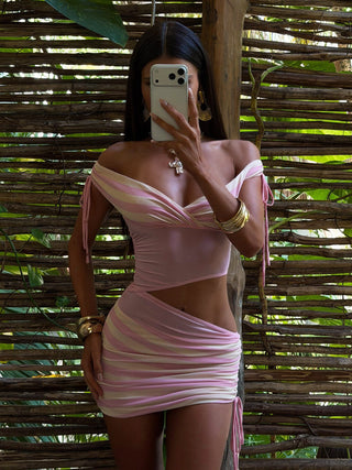 LEONA MINI DRESS PINK STRIPE Mini Dress 