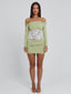 LEXA MINI DRESS GREEN WHITE Mini Dress 