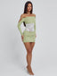 LEXA MINI DRESS GREEN WHITE Mini Dress 