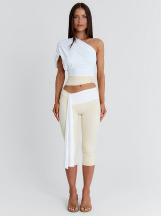 LINDAY CAPRI PANTS WHITE AND CREAM Pants 