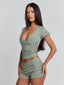 LIZA TOP GREEN PINSTRIPE Crop Top 
