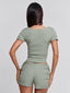 LIZA TOP GREEN PINSTRIPE Crop Top 
