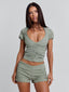 LIZA TOP GREEN PINSTRIPE Crop Top 