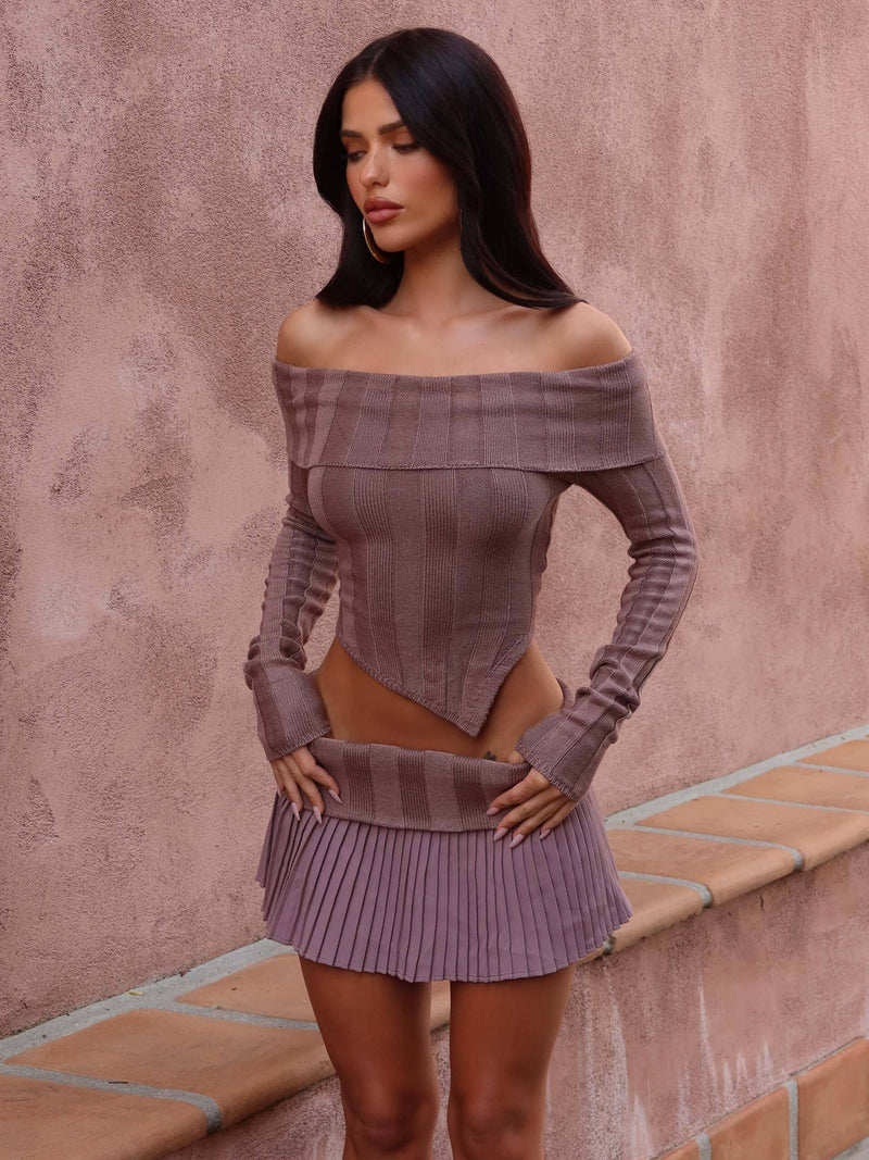 LUCI MINI SKIRT TAUPE Mini Skirt 