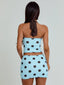 LULA REVERSIBLE TOP BLUE AND CHOCOLATE POLKA DOT Crop Top 