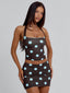 LULA REVERSIBLE TOP BLUE AND CHOCOLATE POLKA DOT Crop Top 