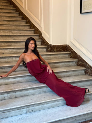 Lumen Maxi Dress Burgundy | Outcast Lumen Maxi Dress Burgundy | Outcast