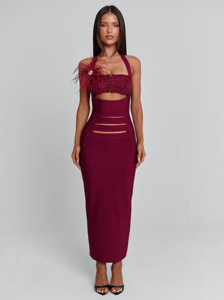 LUNABELLE MIDI DRESS BURGUNDY Midi Dress 