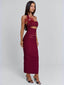 LUNABELLE MIDI DRESS BURGUNDY Midi Dress 