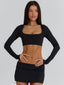 LURE LONG SLEEVE TOP BLACK Crop Top 