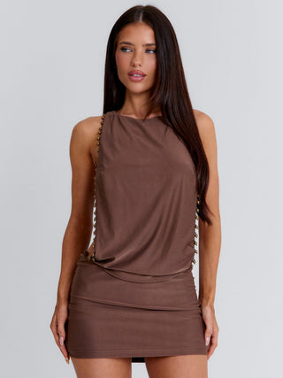 MAGI MINI DRESS BROWN Mini Dress 