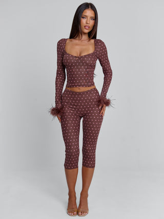 MAHRIA PANT BROWN POLKA DOT Pants 