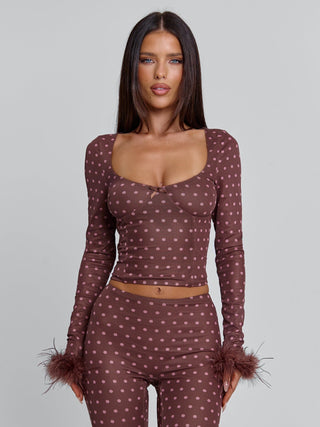 MAHRIA PANT BROWN POLKA DOT Pants 