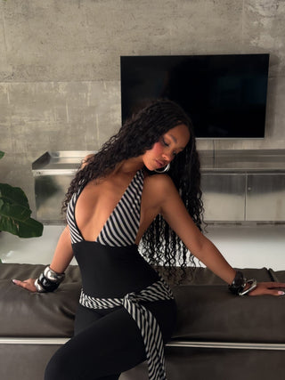 MALANI CAPRI JUMPSUIT BLACK STRIPE Jumpsuit 