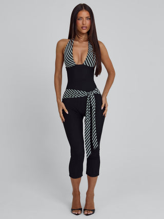 MALANI CAPRI JUMPSUIT BLACK STRIPE Jumpsuit 