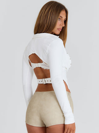 OLYMPIAS LONGLINE TOP WHITE Top 