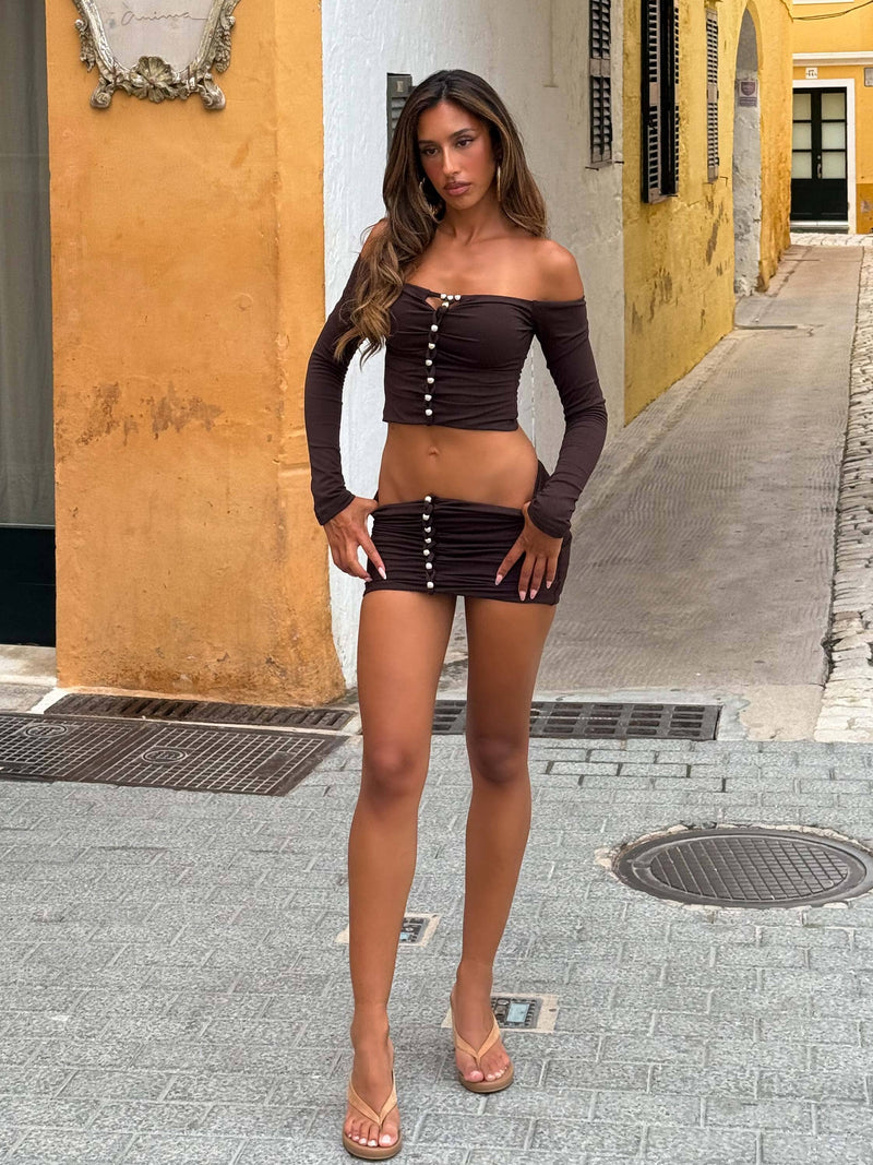 MARKEDA SKIRT CHOCOLATE Mini Skirt 