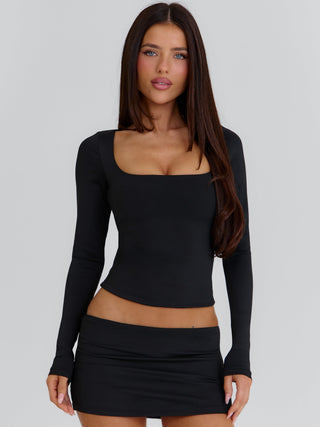 MELT LONG SLEEVE TOP BLACK Crop Top 