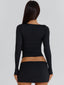 MELT LONG SLEEVE TOP BLACK Crop Top 