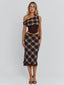 NARELLE MIDI SKIRT BROWN CHECK Midi Skirt 