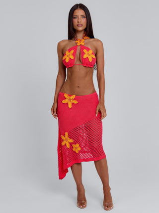 NATALIE SKIRT CORAL Midi Skirt 