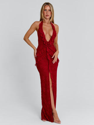 nunared maxi dresses Red Cutout Maxi Dress