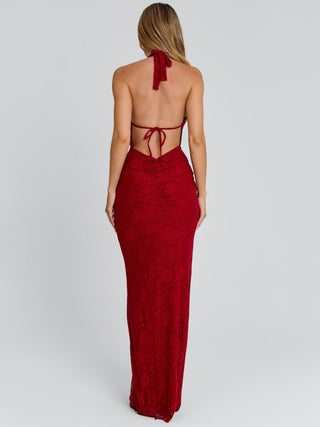 nunared maxi dresses Erin | RED Halter-Neck Maxi Dress With Cut-Out Detail