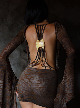 NUALA MINI DRESS BROWN Mini Dress 