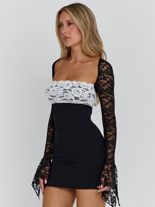 OMERA MINI DRESS BLACK WHITE Mini Dress 