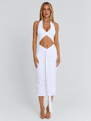 OMERY MIDI DRESS WHITE