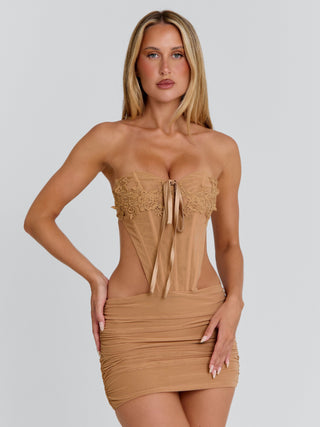 ORAYA MINI DRESS TAN Mini Dress 