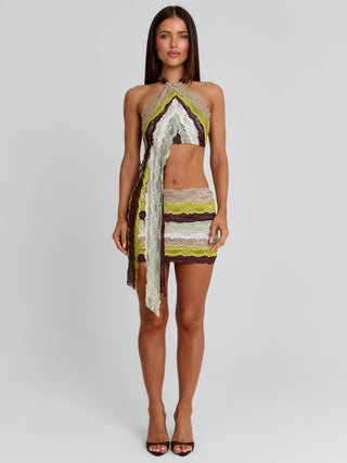 OSLO MINI SKIRT GREEN STRIPE Mini Skirt 