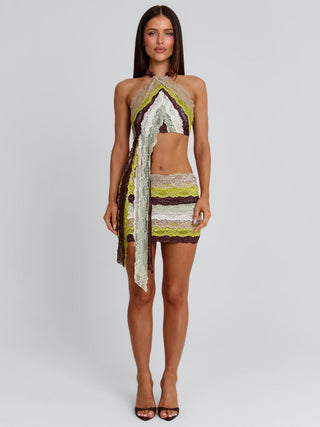 OSLO TOP GREEN STRIPE Crop Top 