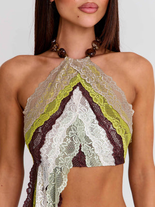 OSLO TOP GREEN STRIPE Crop Top 