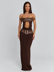 ROZIA MAXI DRESS BROWN
