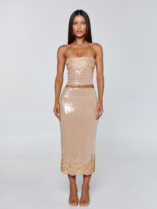 SAELA MIDI SKIRT BEIGE Midi Skirt 