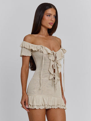 soraia mini dress in sand beige Our most-loved silhouette, redefined in Butter. The Soraia Dress returns for the season ahead