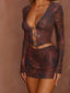 SATINE MINI DRESS MAUVE LEOPARDO Mini Dress 