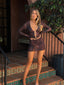 SATINE MINI DRESS MAUVE LEOPARDO Mini Dress 