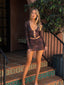 SATINE MINI DRESS MAUVE LEOPARDO Mini Dress 