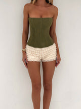 SOLA MESH CORSET TOP KHAKI Tops BOSDA 