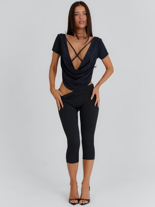 SUMMA LONGLINE TOP BLACK Crop Top 