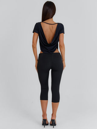 SUMMA LONGLINE TOP BLACK Crop Top 
