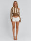 SUNDAZE TOP BROWN BEIGE STRIPE Crop Top 