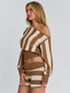 SUNDAZE TOP BROWN BEIGE STRIPE Crop Top 