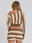 SUNDAZE TOP BROWN BEIGE STRIPE Crop Top 