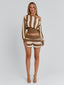 SUNDAZE TOP BROWN BEIGE STRIPE Crop Top 