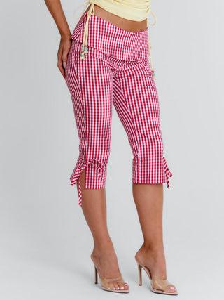 LENNIX CAPRI PANT RED GINGHAM Pants 