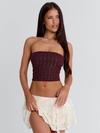 THERESA TOP BURGUNDY Crop Top 
